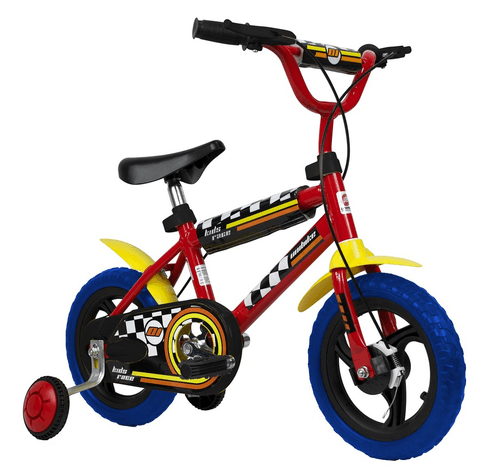 BICICLETA BMX UNIBIKE RODADO 12 ROJO DETALLES AMARIILO/AZUL